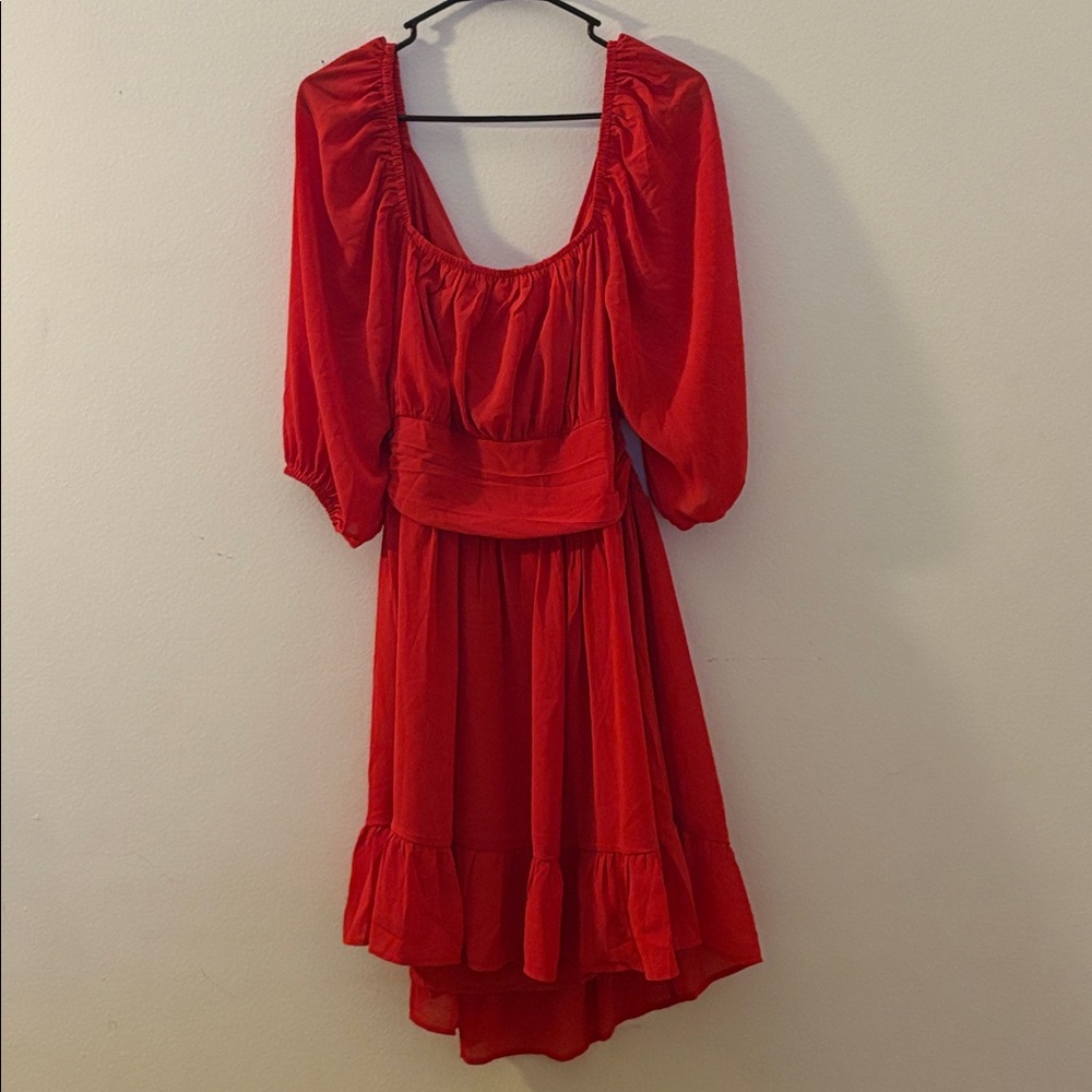 Red Puff Sleeve Dress—GORGEOUS ON!! NEVER WORN!